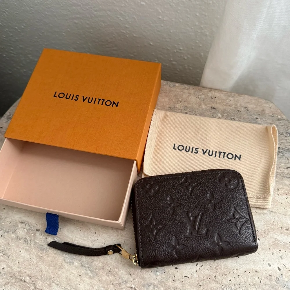 Louis Vuitton Dark Brown Monogram Embossed Leather Zip Wallet